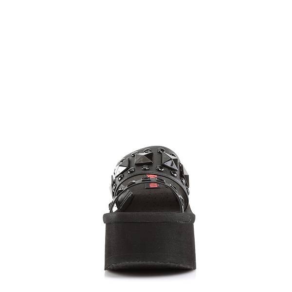 Demonia Women's Funn-18 Platform Sandals - Black Vegan Leather D2918-64US Clearance